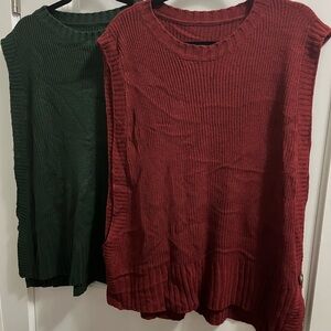 SHEIN Curve Burgundy and green Knit Top
